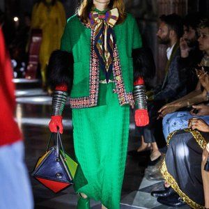 $5300 NWT Gucci Tweed Runway Jacket with Faux Fur.